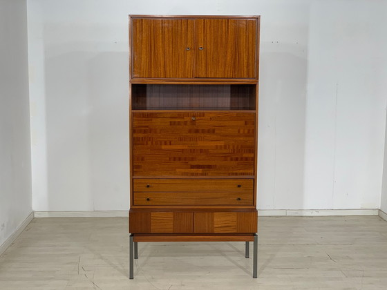 Image 1 of Mid Century hoge kast woonkamer secretaire vintage