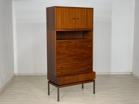 Image 1 of Mid Century hoge kast woonkamer secretaire vintage