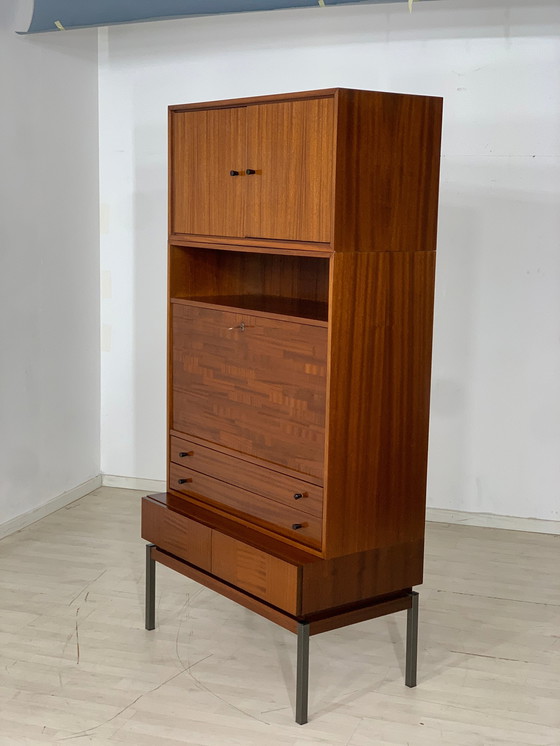 Image 1 of Mid Century hoge kast woonkamer secretaire vintage