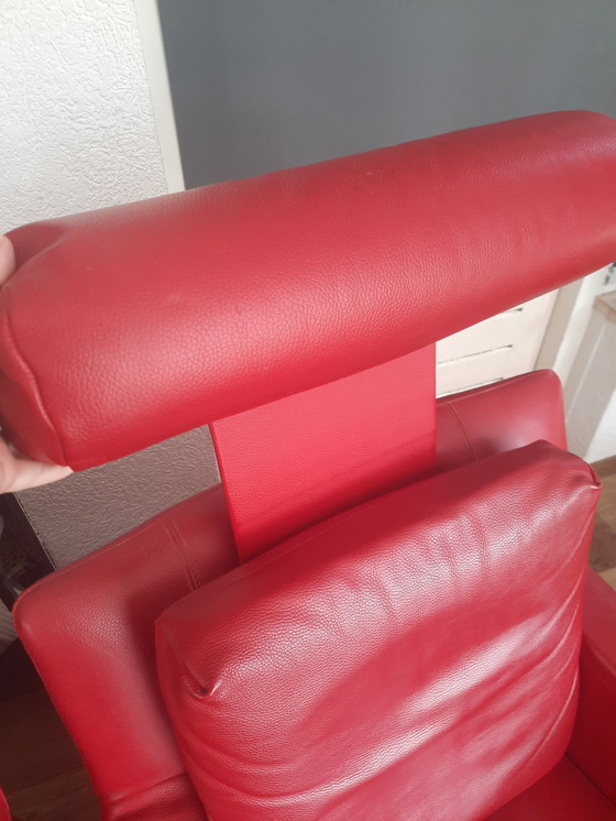 Image 1 of 2x Leolux Fauteuil Warm Rood Leder