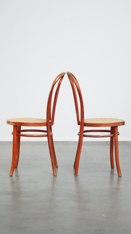 Image 1 of 2x Rode Vintage Bistrostoelen