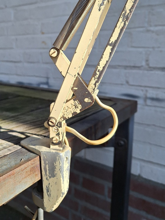 Image 1 of Zweedse Vintage Industriële Architectenlamp Lsa A101 Extra 01. Zandkleurige Bureaulamp Met Klem 1960