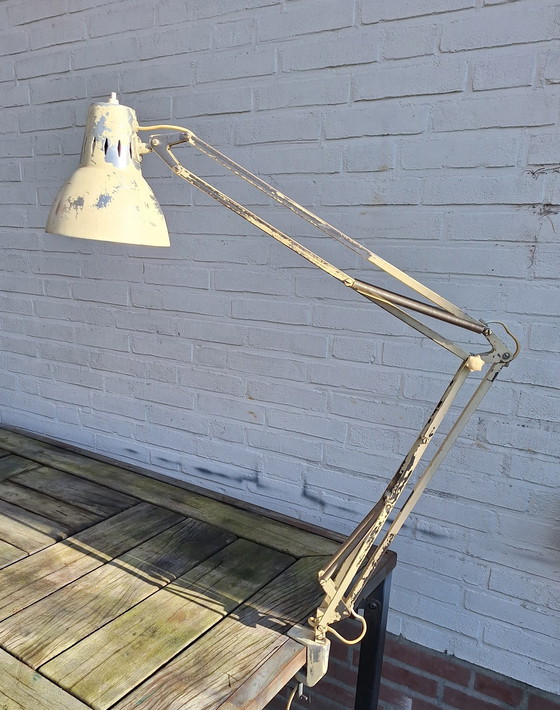 Image 1 of Zweedse Vintage Industriële Architectenlamp Lsa A101 Extra 01. Zandkleurige Bureaulamp Met Klem 1960