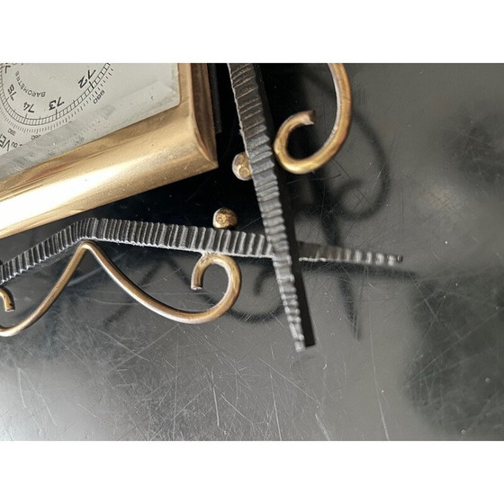 Image 1 of Vintage barometer van smeedijzer en messing voor Naudet, Frankrijk 1950