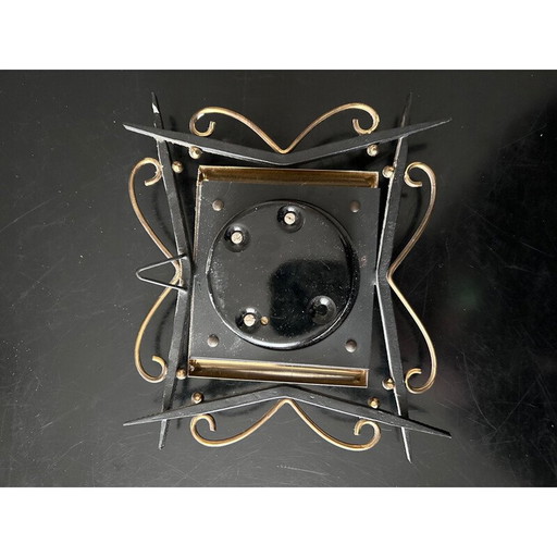 Vintage barometer van smeedijzer en messing voor Naudet, Frankrijk 1950