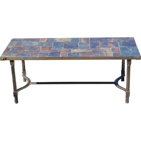 Image 1 of Vintage brutalistische salontafel met leistenen blad, 1960