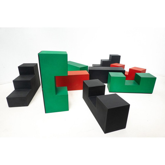 Image 1 of Set van 9 vintage "Gli scacchi" stukken door Mario Bellini voor B&B Italia, jaren 1970