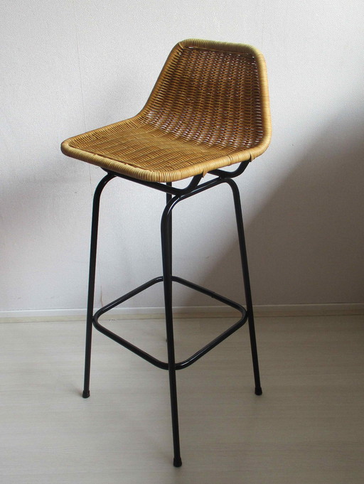 Vintage rotan barkruk