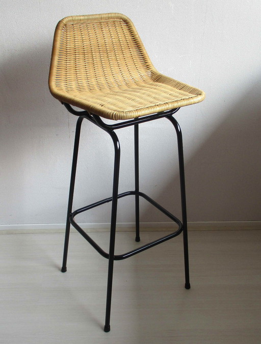 Vintage rotan barkruk