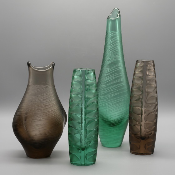 Image 1 of Konvolut Vaclav Horacek & Miroslav Klinger Kunstglas Vaas Zelezny Brod Sklo ×4