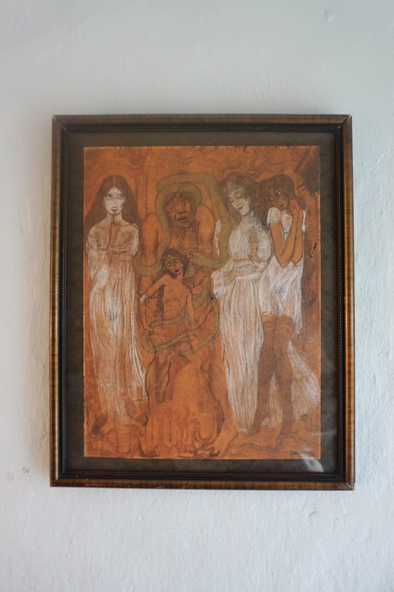 Image 1 of Jan Toorop 'Een moraal' print ca 1897 signed in plate