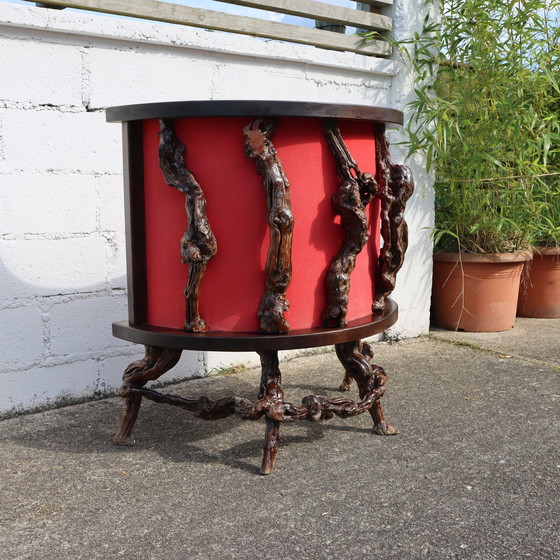 Image 1 of Franse vintage wijnstok houten sculpturale bar met een grote wijnstok wandplank-50S