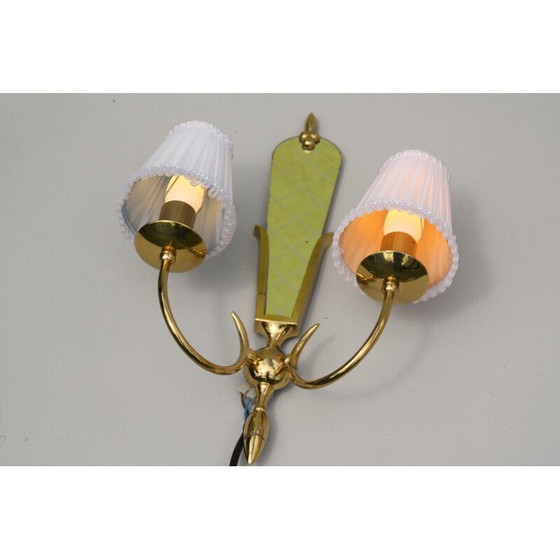 Image 1 of Vintage messing wandlamp met spiegel, 1950