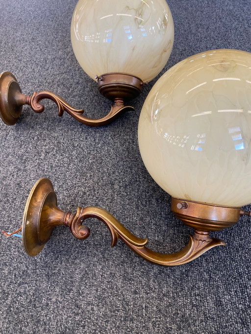 2x Jugendstil wandlamp