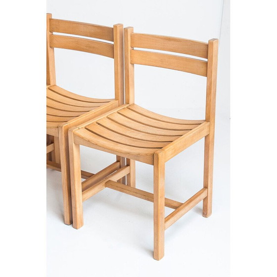 Image 1 of Set van 6 vintage massief beukenhouten stoelen van André Sornay, Frankrijk 1960