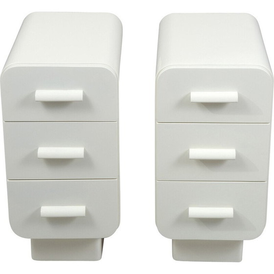 Image 1 of Paar vintage Bauhaus bijzettafels in gelakt hout voor Up Závody, Tsjecho-Slowakije 1930