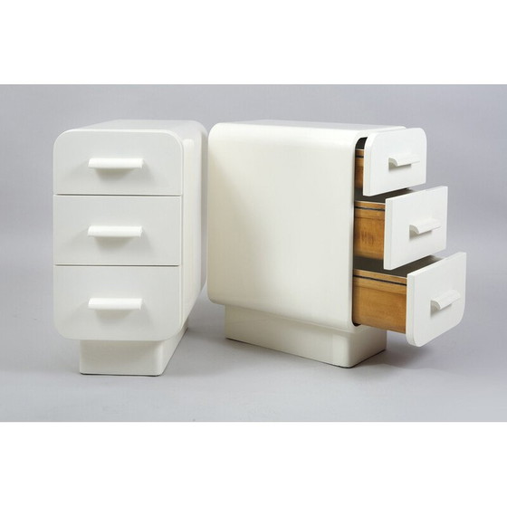 Image 1 of Paar vintage Bauhaus bijzettafels in gelakt hout voor Up Závody, Tsjecho-Slowakije 1930