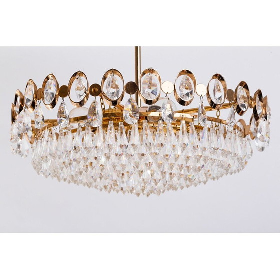 Image 1 of Vintage kroonluchter van glas en aluminium, 1970