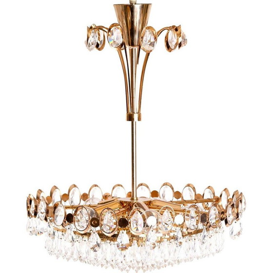 Image 1 of Vintage kroonluchter van glas en aluminium, 1970