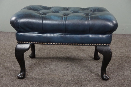 Image 1 of Rundleren chesterfield hocker jeans blauw