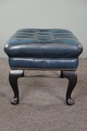 Rundleren chesterfield hocker jeans blauw