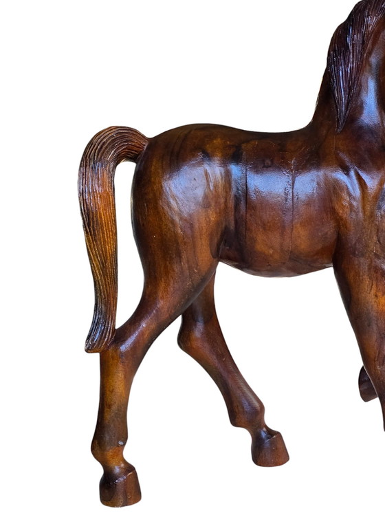 Image 1 of Zeer groot houten paard, decoratief, handgemaakt