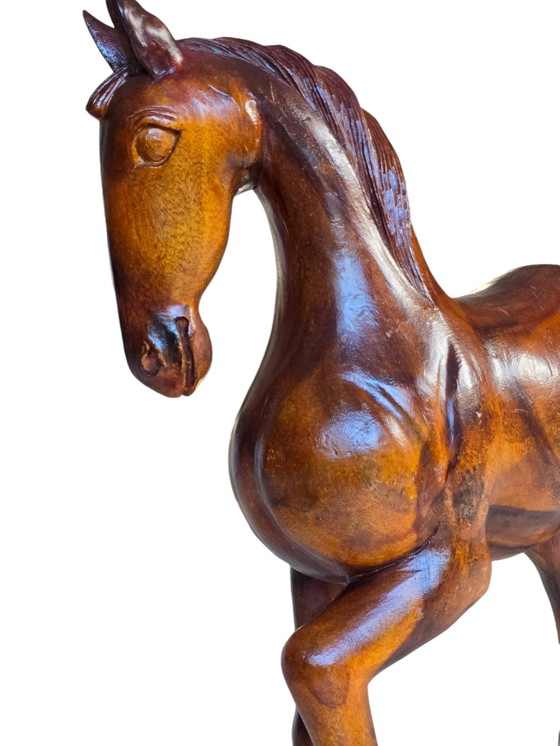 Image 1 of Zeer groot houten paard, decoratief, handgemaakt