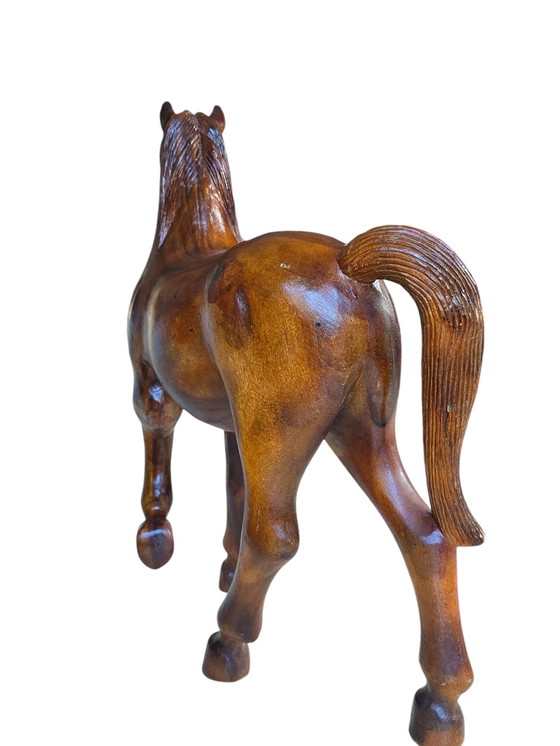 Image 1 of Zeer groot houten paard, decoratief, handgemaakt