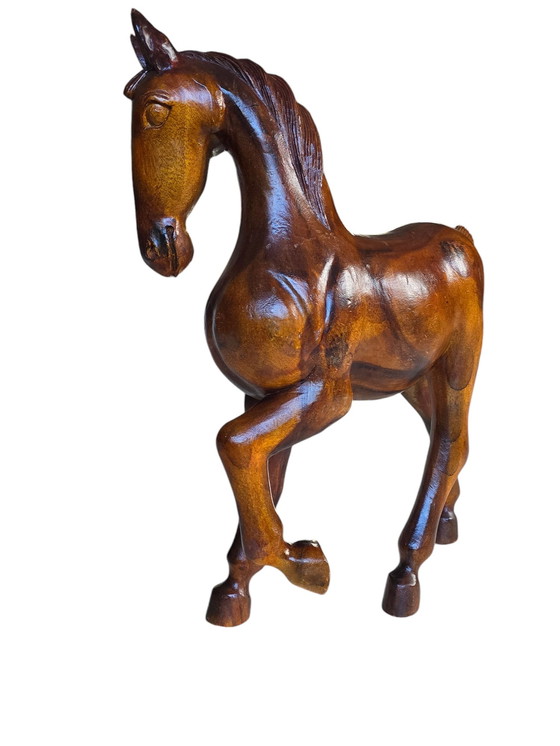 Image 1 of Zeer groot houten paard, decoratief, handgemaakt