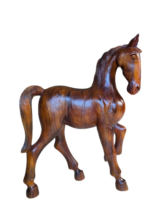 Image 1 of Zeer groot houten paard, decoratief, handgemaakt