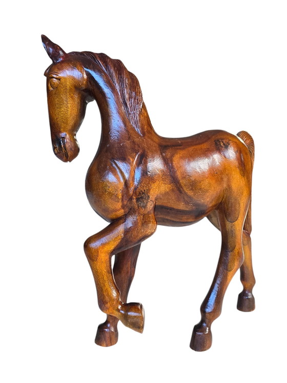 Image 1 of Zeer groot houten paard, decoratief, handgemaakt