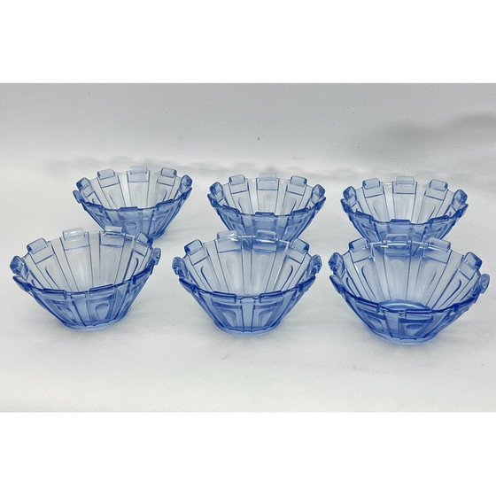 Image 1 of Set van 13 vintage Art Deco blauwe Murano glazen serveerschalen, Italië 1930