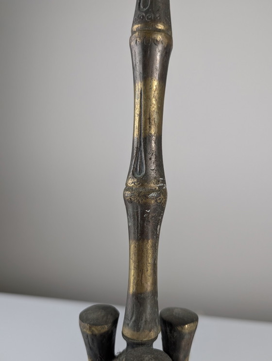 Image 1 of Franse Mid Century messing bamboestijl vloerlamp, Maison Baguès stijl, 1960S
