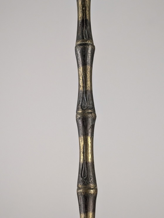 Image 1 of Franse Mid Century messing bamboestijl vloerlamp, Maison Baguès stijl, 1960S