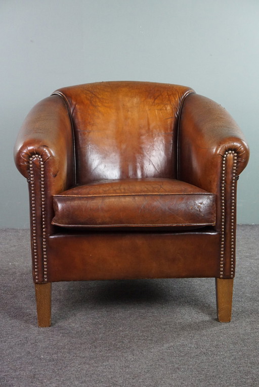 Vintage schapenleren clubfauteuil