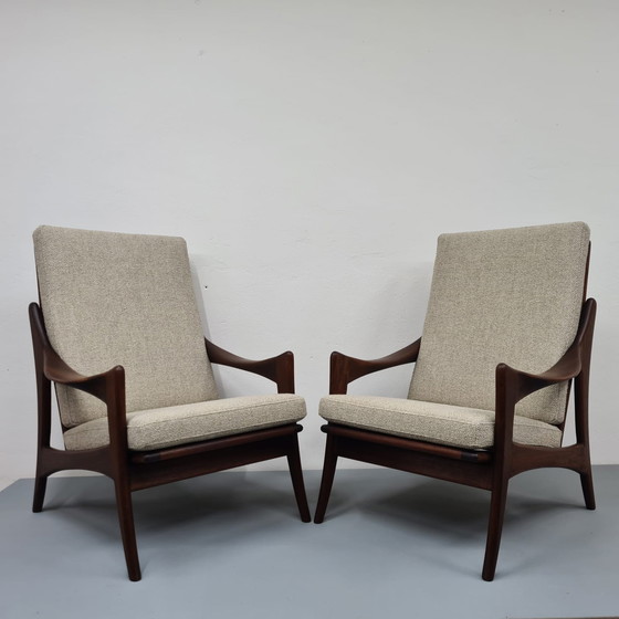 Image 1 of 2x Gelderland De Ster Teakhouten Fauteuils