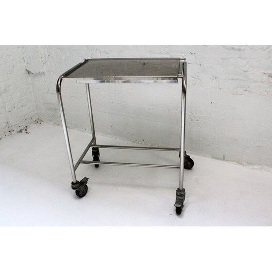 Image 1 of Vintage roestvrijstalen industriële trolley 1970