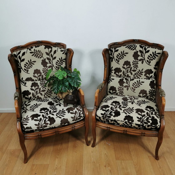 Image 1 of Vintage Faux Bamboe Bankstel Giorgetti Stijl Zithoek 