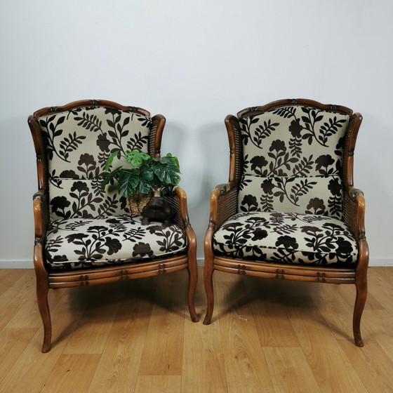 Image 1 of Vintage Faux Bamboe Bankstel Giorgetti Stijl Zithoek 