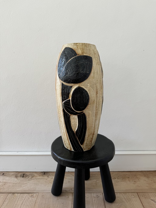 Zeldzame 'Lotus' Xxl Noomi Backhausen vaas, Søholm, steengoed/keramiek, Deens Vintage, handgemaakt, keramische kunst, 1960S