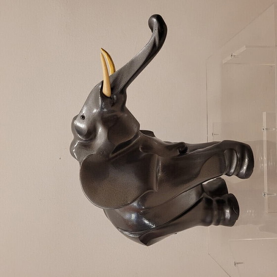 Image 1 of Vintage Art Deco metalen olifant sculptuur Babbitt, Frankrijk