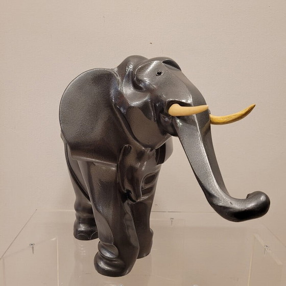 Image 1 of Vintage Art Deco metalen olifant sculptuur Babbitt, Frankrijk