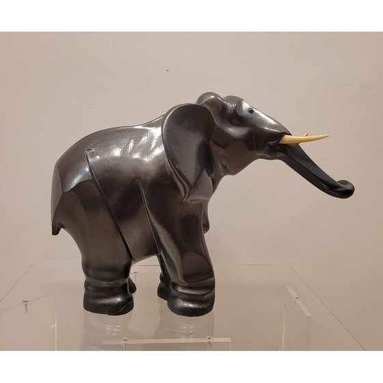 Image 1 of Vintage Art Deco metalen olifant sculptuur Babbitt, Frankrijk