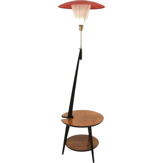 Image 1 of Vintage vloerlamp van teakhout en metaal, Zweden 1950