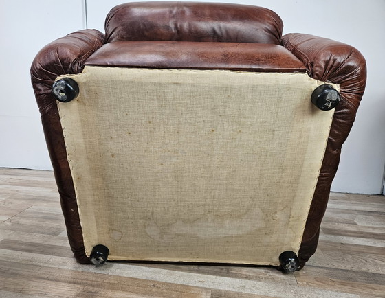 Image 1 of Vintage Bruine Leren Fauteuils