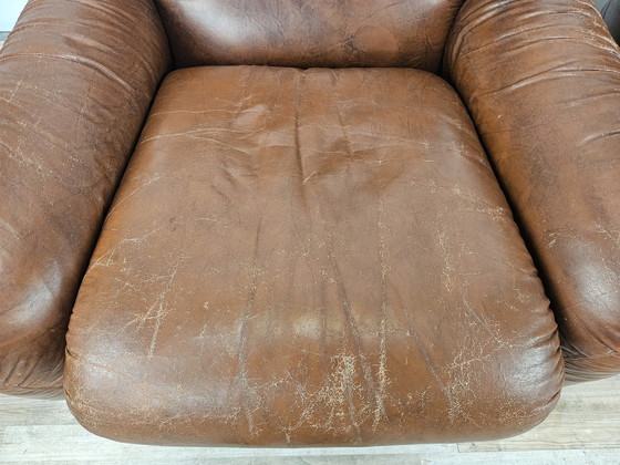 Image 1 of Vintage Bruine Leren Fauteuils