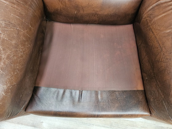 Image 1 of Vintage Bruine Leren Fauteuils