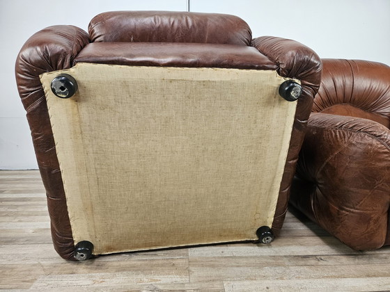 Image 1 of Vintage Bruine Leren Fauteuils