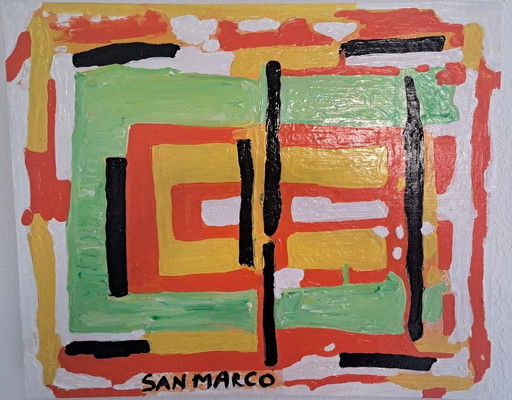 Schilderij - Enzo San Marco - Zwart Abstract