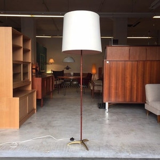 Image 1 of 50s XL Mid Century rozenhouten vloerlamp